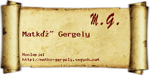 Matkó Gergely névjegykártya
