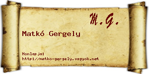 Matkó Gergely névjegykártya